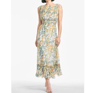 NWT SACHIN + BABI Anastasia Dress Sunshine/Teal Bouquet Midi Floral Dress 2